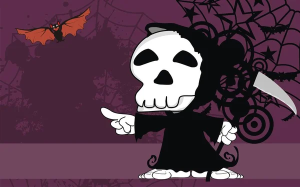Grappige Reaper Cartoon Halloween Achtergrond Vector Formaat Zeer Gemakkelijk Bewerken — Stockvector