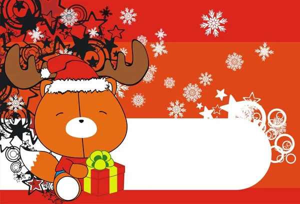 Cute Baby Fox Cartoon Xmas Background Vector Format — Stock Vector