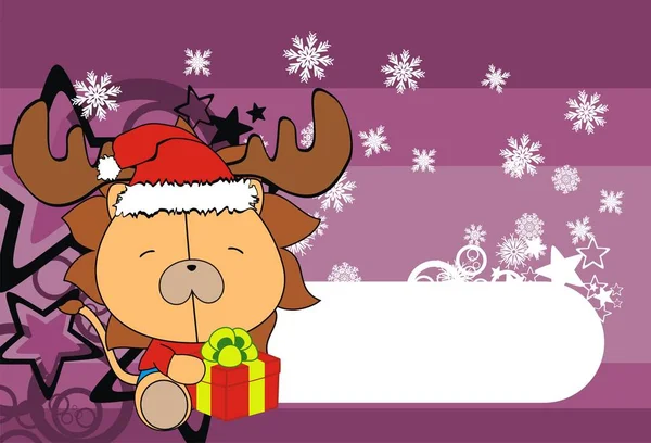 şirin bebek aslan xmas arka plan vektör formatında karikatür
