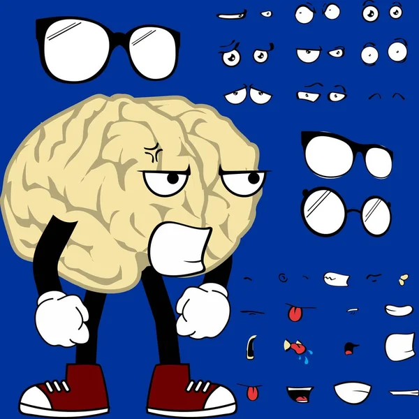funny brain cartoon expressions set in vector format