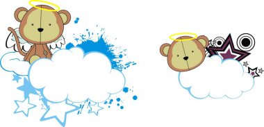 sevimli kawaii maymun melek çocuk karikatür copysapce