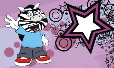 Kawaii Zebra çocuk karikatür duygu vektör formatında arka plan