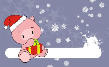 şirin bebek domuz karikatür xmas arka plan kartı vektör formatında 
