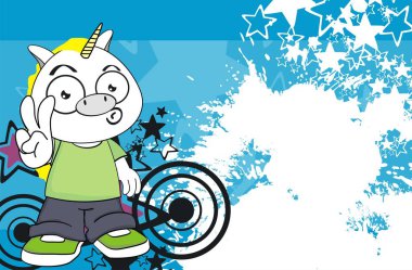 Çocuk tek boynuzlu at giyim çizgi film arka plan vektör formatında