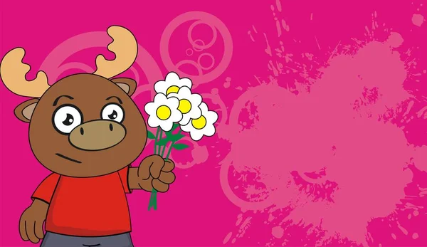 Funny Chubby Moose Kid Kawaii Cartoon Expression Background Vector Format — Stok Vektör