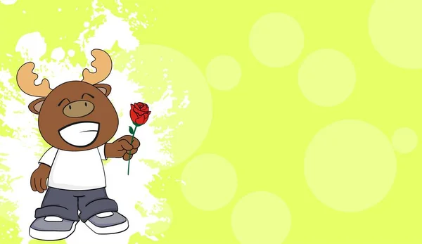 Funny Chubby Moose Kid Kawaii Cartoon Expression Background Vector Format — Stock vektor