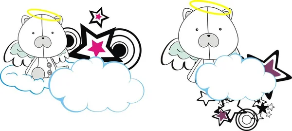 Niedlichen Kawaii Eisbär Engel Kind Karikatur Copysapce — Stockvektor