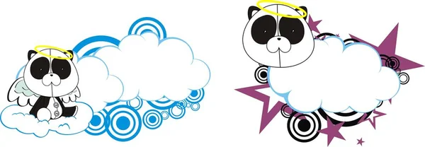 Niedlicher Kawaii Pandabär Angel Kid Cartoon Copysapce — Stockvektor