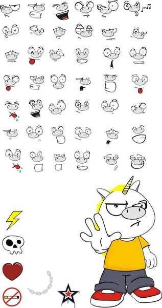 Funny Unicorn Kid Cartoon Expressions Collection Vector Format — Stock Vector