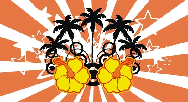 Hawaian Zomer Tropische Hibiscus Achtergrond Vector Formaat — Stockvector