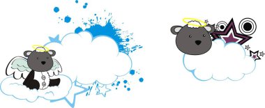 sevimli melek melek yüzlü koyun karikatür bulut kopya scpace koleksiyonu