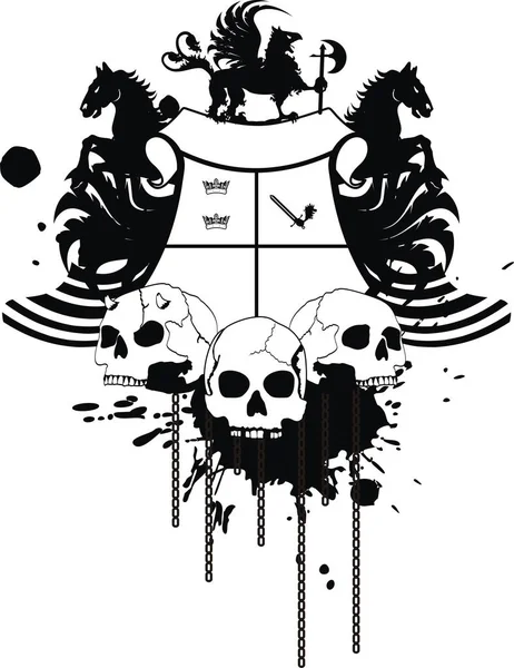 Heraldic Shield Crest Tattoo Coat Arms Insignia Vector Format Very — Stock Vector