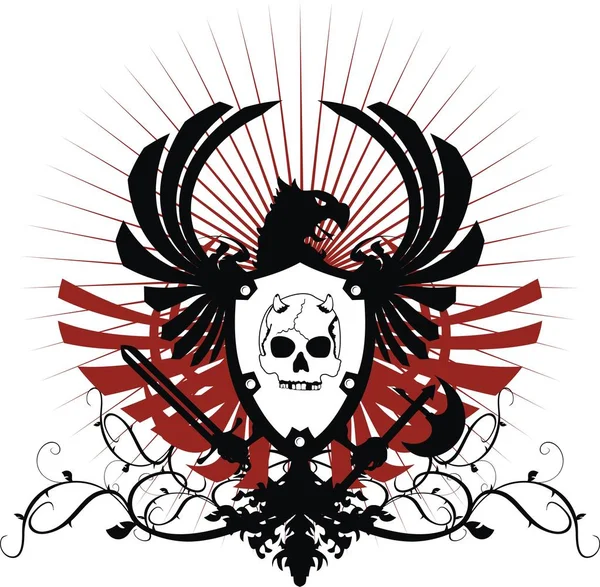 Heraldische Schild Crest Tattoo Wapenschild Insigne Vector Formaat Zeer Gemakkelijk — Stockvector