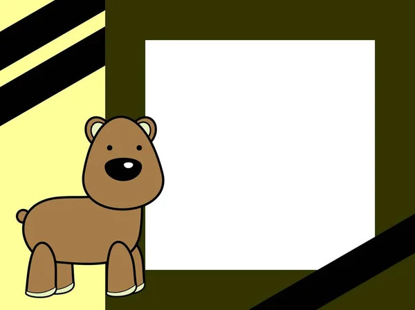 Cute Plush Teddy Bear Cartoon Picture Frame Background Vector Format — Stock Vector