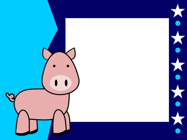 可爱的毛绒猪卡通画框背景矢量格式 — 图库矢量图片