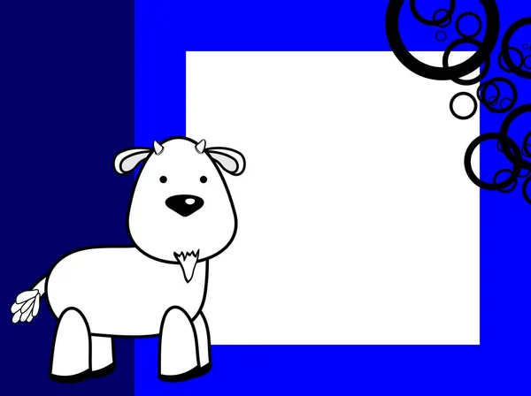 ベクトル形式のかわいいぬいぐるみヤギ漫画画像フレームの背景 — ストックベクタ