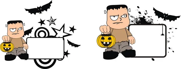 Junge Frankenstein Kid Cartoon Halloween Copy Space Collection Vektorformat Sehr — Stockvektor