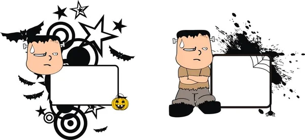 Junge Frankenstein Kid Cartoon Halloween Copy Space Collection Vektorformat Sehr — Stockvektor