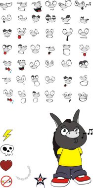 eşek karikatür ifadeler koleksiyonu küme vektör biçiminde çok kolay düzenlemek için