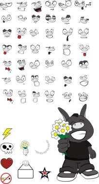 eşek karikatür ifadeler koleksiyonu küme vektör biçiminde çok kolay düzenlemek için