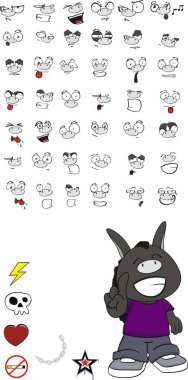 eşek karikatür ifadeler koleksiyonu küme vektör biçiminde çok kolay düzenlemek için