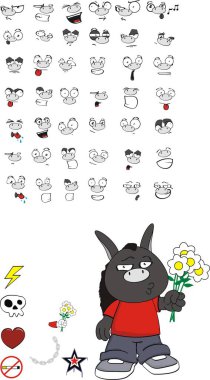 eşek karikatür ifadeler koleksiyonu küme vektör biçiminde çok kolay düzenlemek için