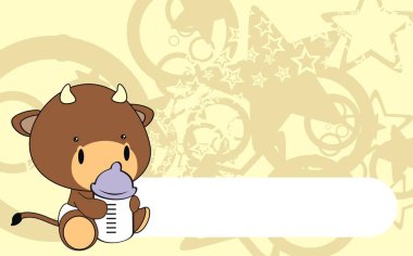 şirin bebek boğa bufalo besleme şişe çizgi film arka planda vektör biçimi düzenlemek çok kolay