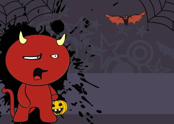 Niedlichen Roten Dämon Kind Kawaii Stil Cartoon Ausdruck Hintergrund Vektorformat — Stockvektor