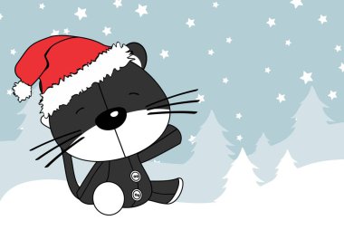 şirin bebek kedi çizgi film xmas arka plan kartı