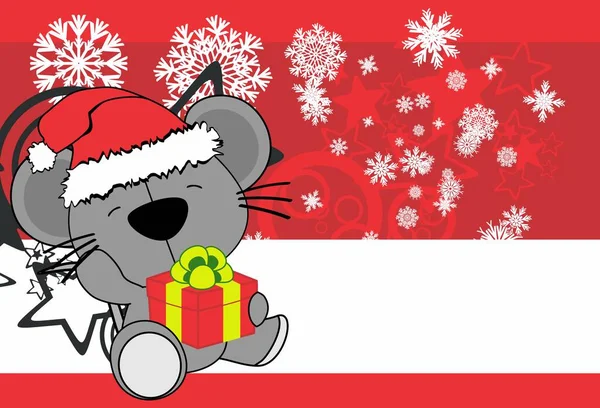 Cute Baby Mouse Cartoon Xmas Background Card Vector Format — Stock Vector