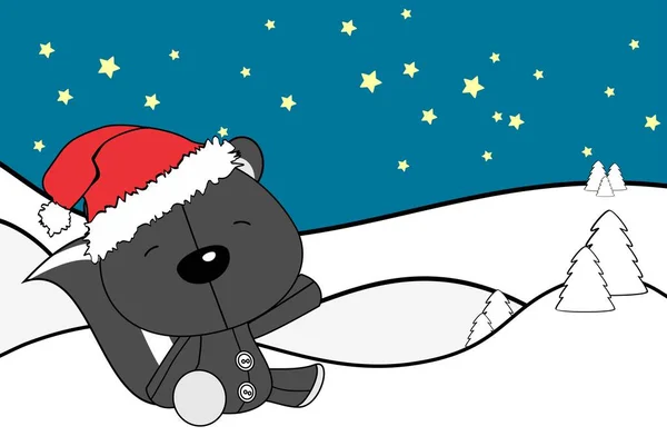 Lindo Bebé Skunk Dibujos Animados Tarjeta Fondo Navidad — Archivo Imágenes Vectoriales