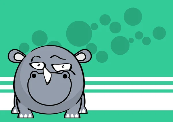 Lindo Bebé Rinoceronte Bola Estilo Dibujos Animados Expresión Fondo Formato — Vector de stock