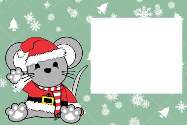şirin bebek fare çizgi film xmas resim çerçeve arka plan kartı vektör formatında düzenlemek çok kolay 