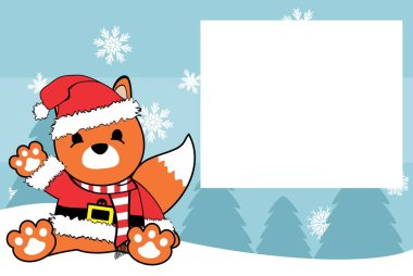 şirin bebek fox xmas resim çerçeve arka plan kartı vektör formatında düzenlemek çok kolay karikatür 