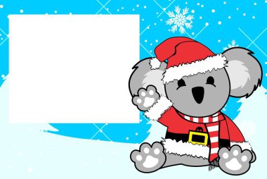 şirin Bebek koala karikatür xmas resim çerçeve arka plan kartı vektör formatında düzenlemek çok kolay 