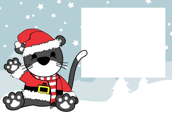 Söt Baby Cat Cartoon Xmas Ram Bakgrunden Bildkort Vektorformat Som — Stock vektor