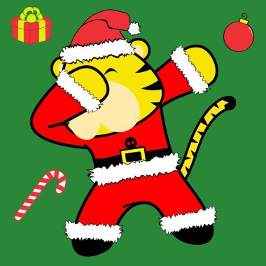 dab dabbing poz kaplan Noel Baba kostüm karikatür vektör formatında düzenlemek çok kolay 