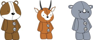 kawaii hayvanlar peluş oyuncak çizgi film koleksiyon küme vektör biçiminde düzenlemek çok kolay 