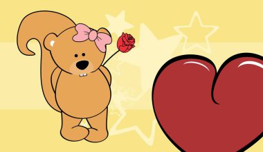bir kırmızı rosse Sevgiliye arka plan vektör formatında çok kolay düzenlemek tutan şirin kawaii sincap kız 