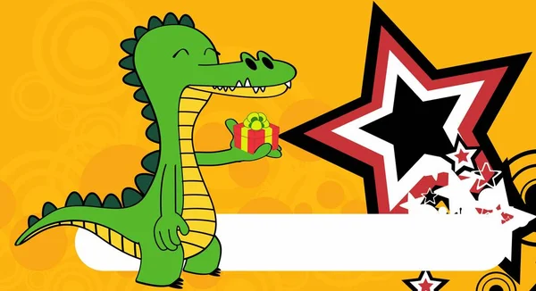 Engraçado Crocodilo Desenho Animado Fundo Emoção Formato Vetor — Vetor de Stock