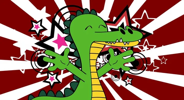 Engraçado Crocodilo Desenho Animado Fundo Emoção Formato Vetor — Vetor de Stock