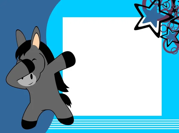 Dab Dabbing Pose Burro Niño Dibujos Animados Marco Fondo Formato — Vector de stock