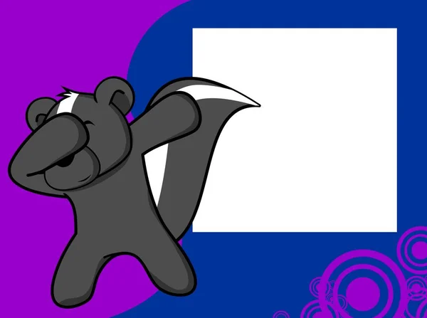 Dab Dabbing Pose Skunk Kid Cartoon Picture Frame Background Vector — 스톡 벡터