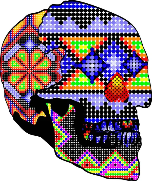 Мексиканское Искусство Татуировки Черепа Векторном Формате — стоковый вектор