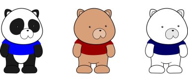 Şirin hayvanlar kawaii çizgi filmi vektör biçiminde koleksiyon yapıyor