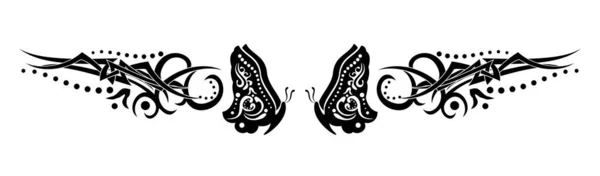 Czarny Motyl Tatuaż Atrament Ilustracja Wektor Format — Wektor stockowy