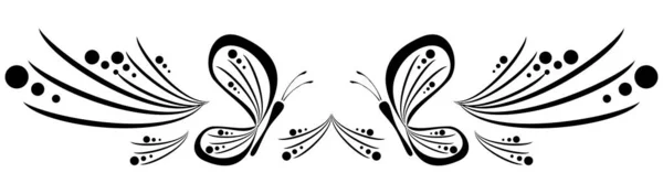 Černý Motýl Tetování Inkoust Ilustrace Vektorovém Formátu — Stockový vektor