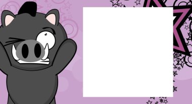 Kawaii yaban domuzu çocuk çizgi film arkaplanı vektör biçiminde