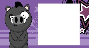 Kawaii yaban domuzu çocuk çizgi film arkaplanı vektör biçiminde