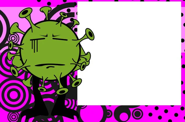 Lustige Corona Virus Covid Cartoon Frame Picture Hintergrund Vektorformat — Stockvektor